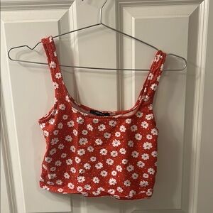 Forever 21 Red Fitted Crop Tank Top